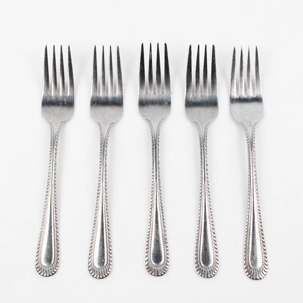 Lot of 5 Farberware Stainless Steel Peacock Salad Forks