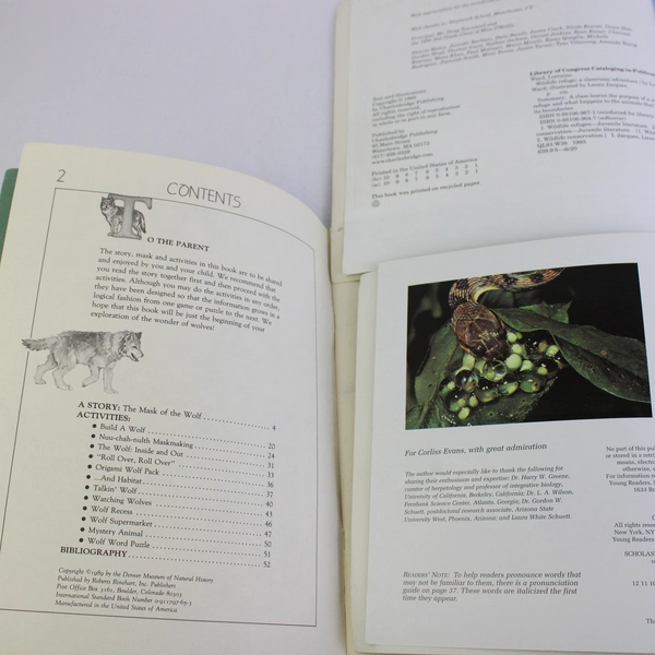 Lot of 3 Kids Books Wolves Snakes Wildlife Animal Stories & Activities Paperback