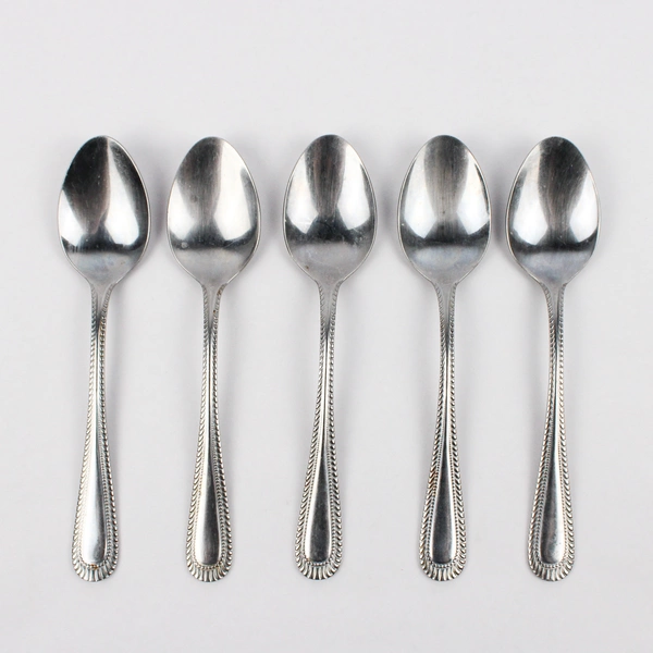 Lot of 5 Farberware Stainless Steel Peacock Soup Spoons Vintage Set
