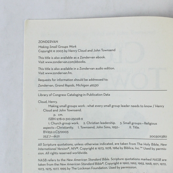 Making Small Groups Work by Townsend & Cloud - Good Pre-Owned Paperback