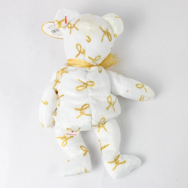 TY Beanie Babies Signature Bear 2004 With Tag White & Gold