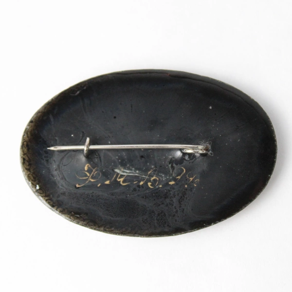 Vintage 1994 Artist Signed Hand Painted Lacquer Brooch With Flowers