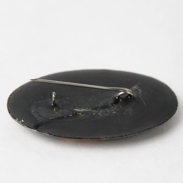 Vintage 1994 Artist Signed Hand Painted Lacquer Brooch With Flowers