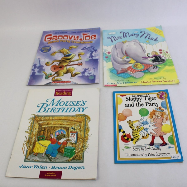 Lot of 4 Kids Animal Books: Tiger, Mouse, Elephant & Dog Paperback Set