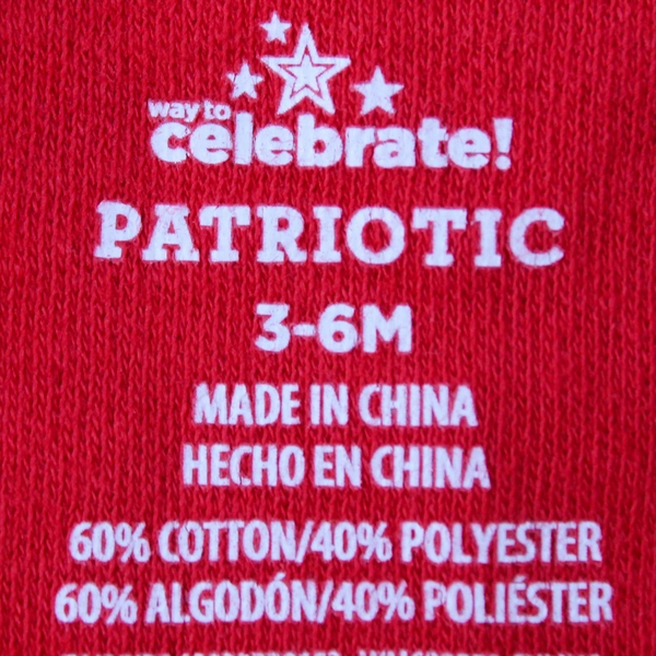 Way To Celebrate Baby Patriotic Graphic Print One Piece Bodysuit Red Size 3-6M