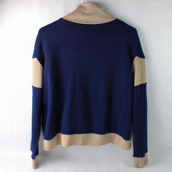 Windbreaker Blue and Beige Acrylic Track Jacket Women's Size Medium