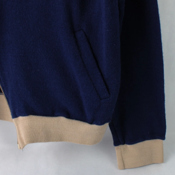 Windbreaker Blue and Beige Acrylic Track Jacket Women's Size Medium