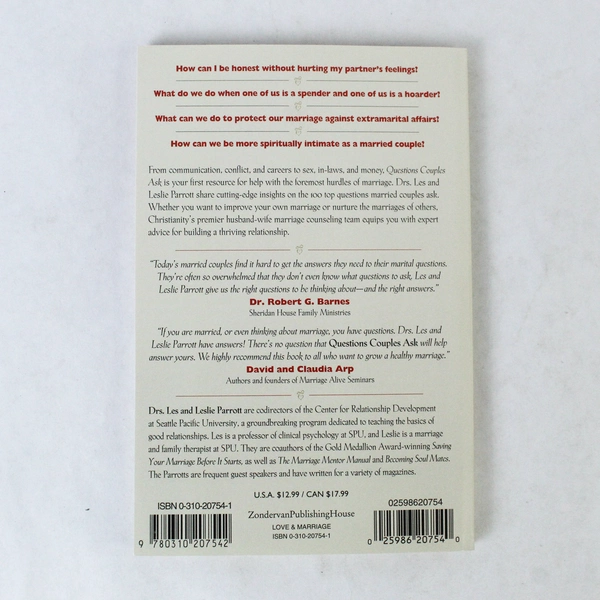 Questions Couples Ask by Les & Leslie Parrott - Relationship Guide Book