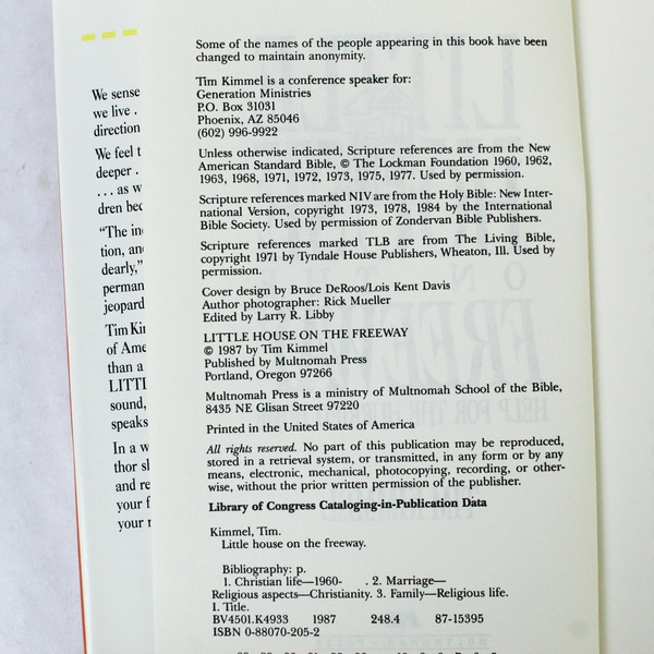 Little House on the Freeway by Tim Kimmel 1987 Hardcover - Good Condition