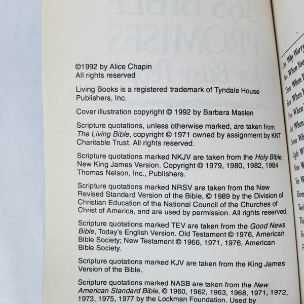 365 Bible Promises for Busy People by Alice Chapin 1992 Paperback Book