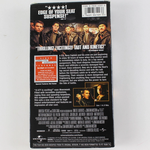U-571 VHS Tape Movie 2000 Special Edition Universal Studios Bill Paxton