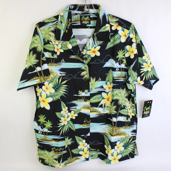 Benny's Aloha Shirt Unisex Large Hawaiian Short Sleeve Button Down Collar NWT