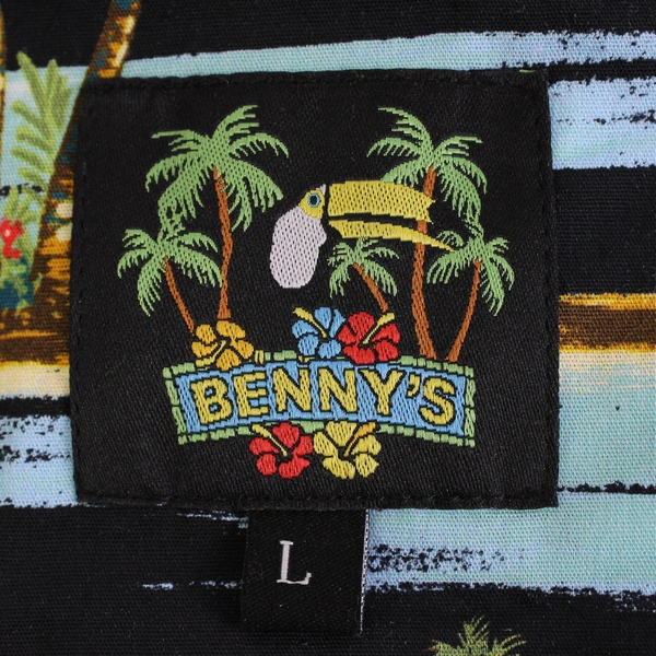 Benny's Aloha Shirt Unisex Large Hawaiian Short Sleeve Button Down Collar NWT