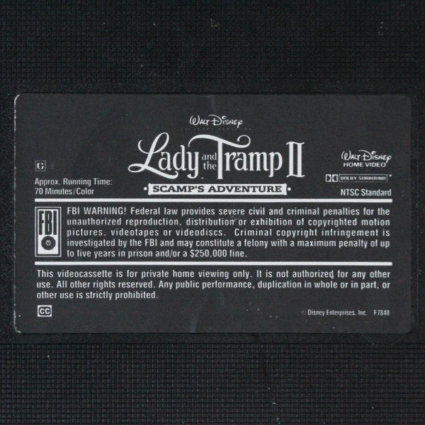 Lady and the Tramp II: Scamp's Adventure VHS 2001 - Pre-Owned, As Is