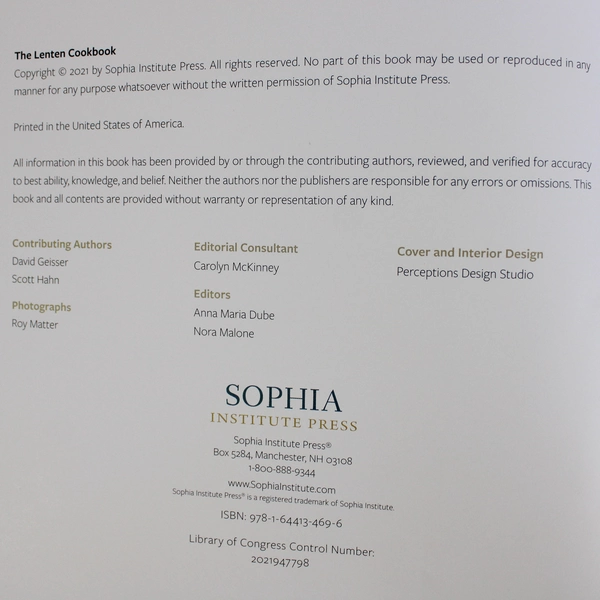 The Lenten Cookbook by David Geisser 2021 Hardcover