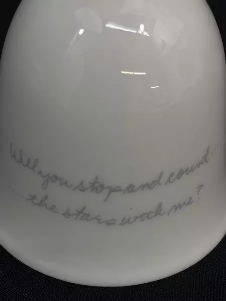 Vintage Kinka Porcelain Bell Angel Counting Stars with Wooden Handle 6"