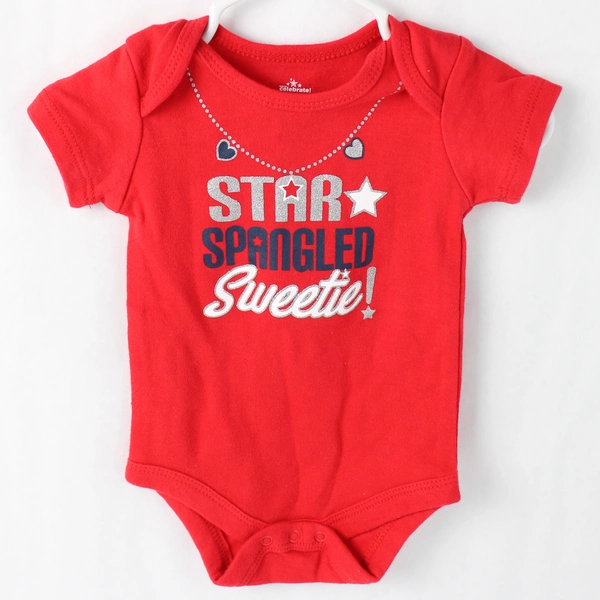 Way To Celebrate Baby Patriotic Graphic Print One Piece Bodysuit Red Size 0-3M