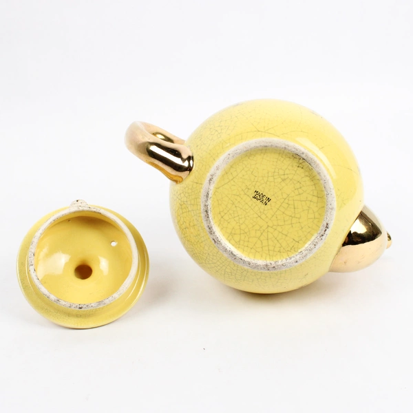 Vintage Canary Yellow Ceramic Teapot Japan