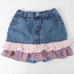 Fun To The 4th Girl's Denim Jean Skort 4th of July Pink Star Trim Size 5T