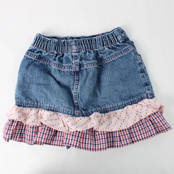 Fun To The 4th Girl's Denim Jean Skort 4th of July Pink Star Trim Size 5T