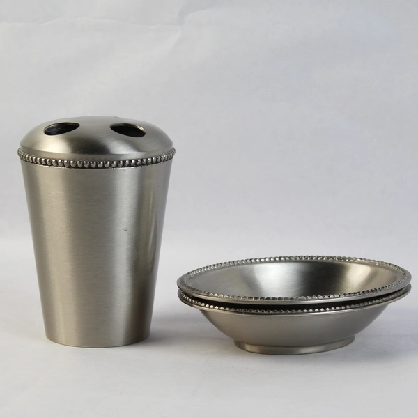 Set of 3 Metal/Pewter 1 Toothbrush Holder 2 Soap Dish Target