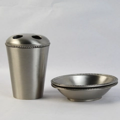 Set of 3 Metal/Pewter 1 Toothbrush Holder 2 Soap Dish Target