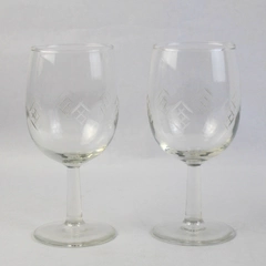Set of 2 Crystal Wine Glasses With Etched Symbols