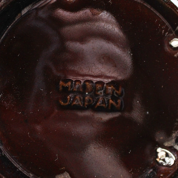 Vintage Japanese Hand Painted Dark Brown Porcelain Floral Teapot 6.5" Tall