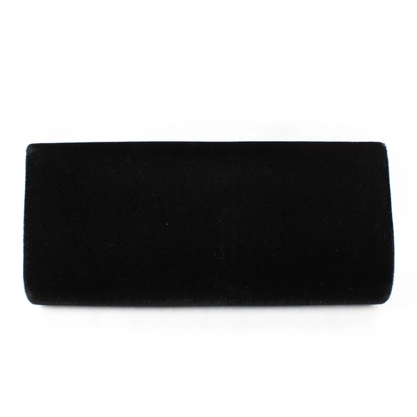 Victoria's Secret Black Velvet Clutch Purse Y2K Gold Heart Button 10.25"