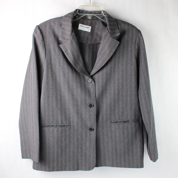 Alfred Dunner Gray Striped Suit Jacket Women's Size 12