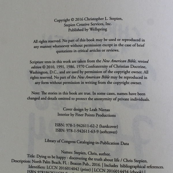 Dying to Be Happy by Chris Stepien 2016 Hardcover Discover Truth Life