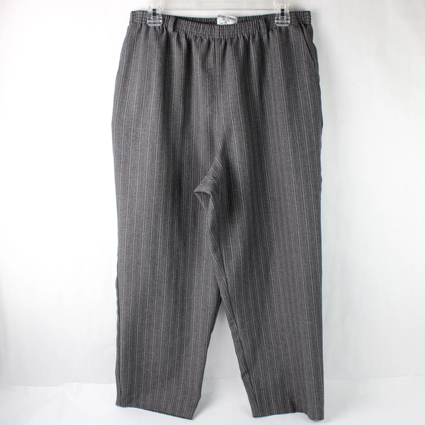 Alfred Dunner Gray Striped Pull On Dress Pants Women's Size 14 Petite