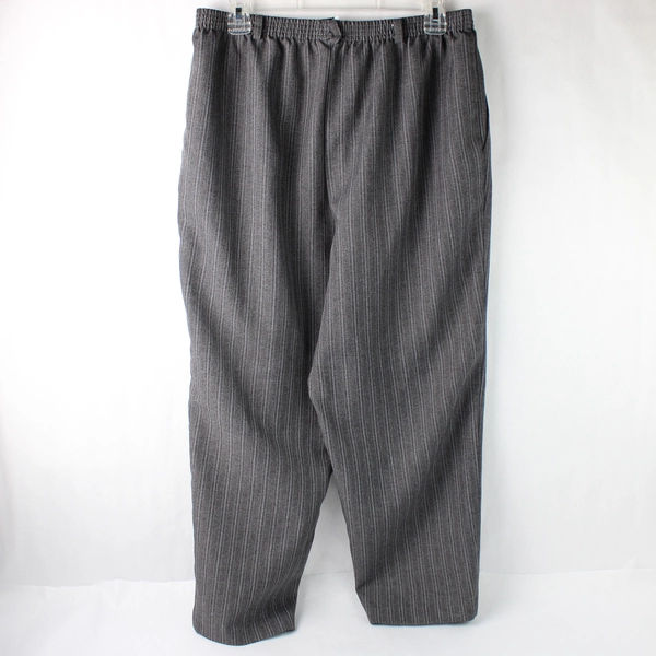 Alfred Dunner Gray Striped Pull On Dress Pants Women's Size 14 Petite