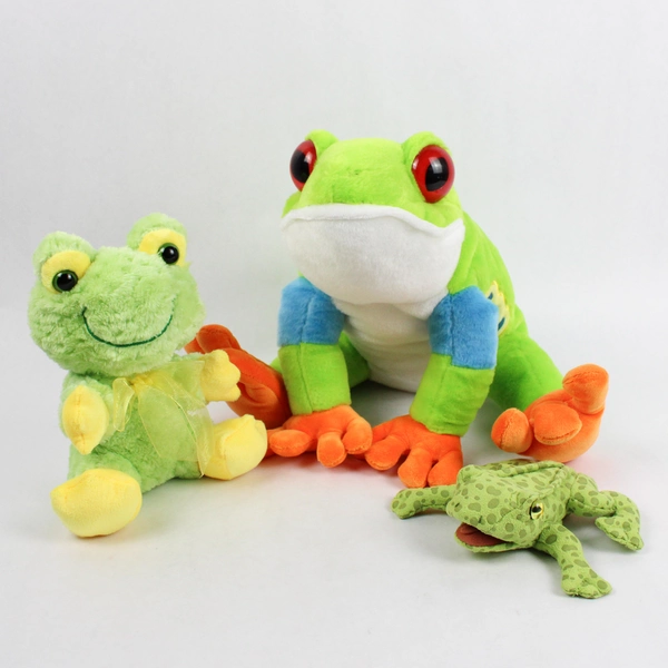 Lot of 3 Green Frog Stuffed Animals Small and Medium