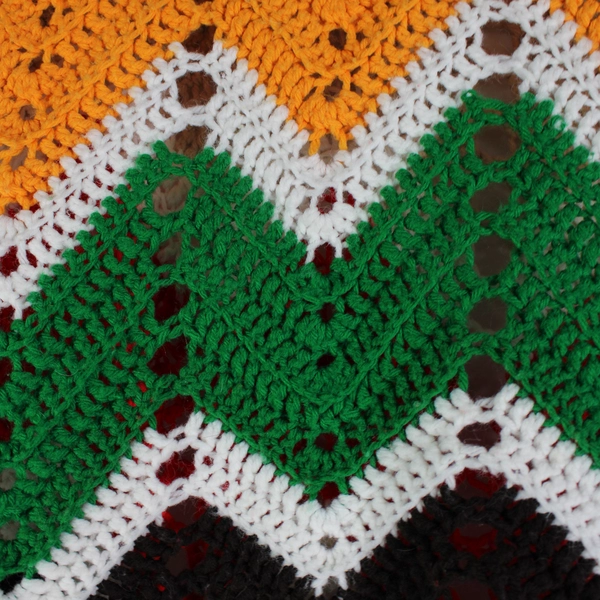 Handmade Crochet Knit Multicolor Chevron Throw Blanket 70" x 100"