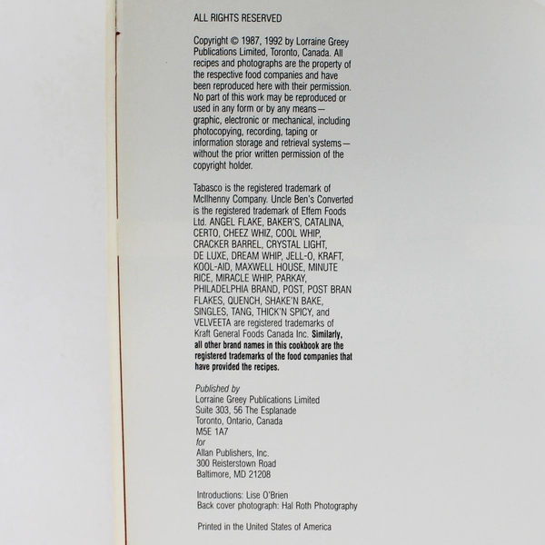 Easy Cooking with Brand Names by Lorraine Greey 1987 Paperback