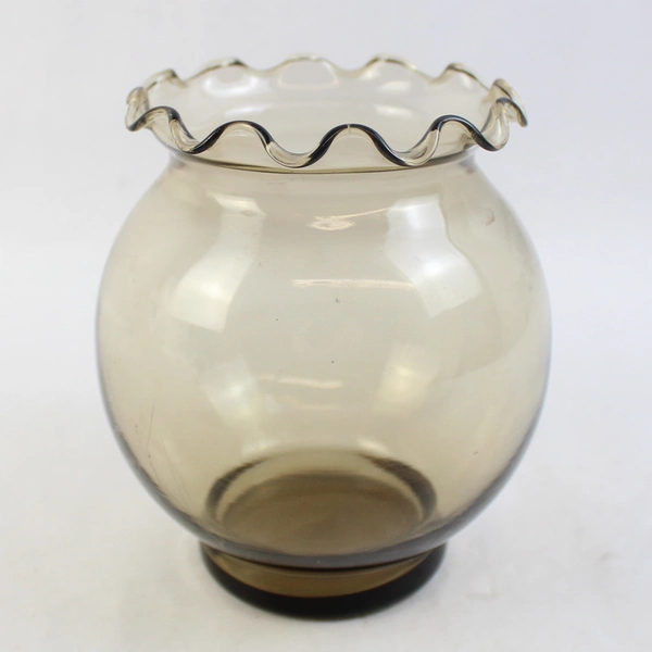 Ruffled Clear Glass Crimped Vase Ivy Ball Fish Bowl