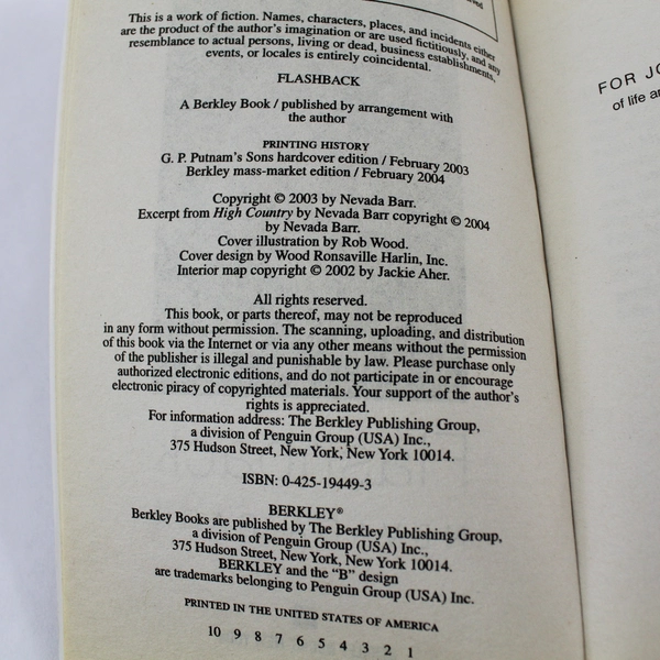 Flashback by Nevada Barr 2004 Paperback Anna Pigeon Mystery Novel