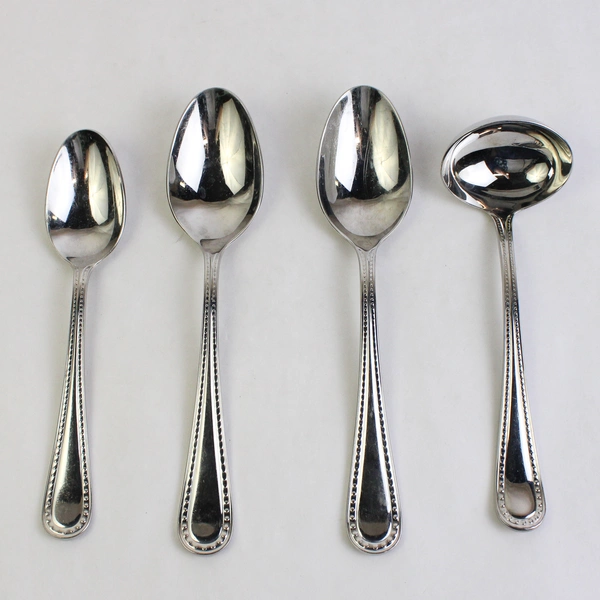 Lot Of 4 Argent Orfèvres Lara Mirror (Stainless) 2 Tablespoon, 1 Ladle, 1 Spoon