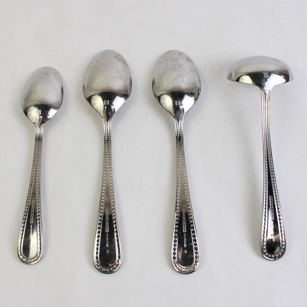 Lot Of 4 Argent Orfèvres Lara Mirror (Stainless) 2 Tablespoon, 1 Ladle, 1 Spoon