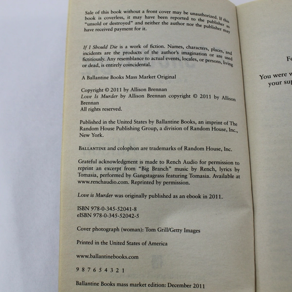 If I Should Die by Allison Brennan 2011 Paperback Suspense Novel Pre-owned