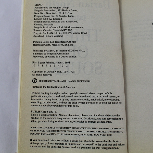 Thief of Souls by Darian North 1998 Penguin Psych Thriller Novel - Pre-owned