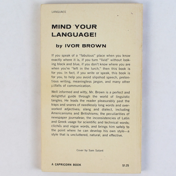 Mind Your Language by Ivor Brown 1967 Capricorn Books Paperback