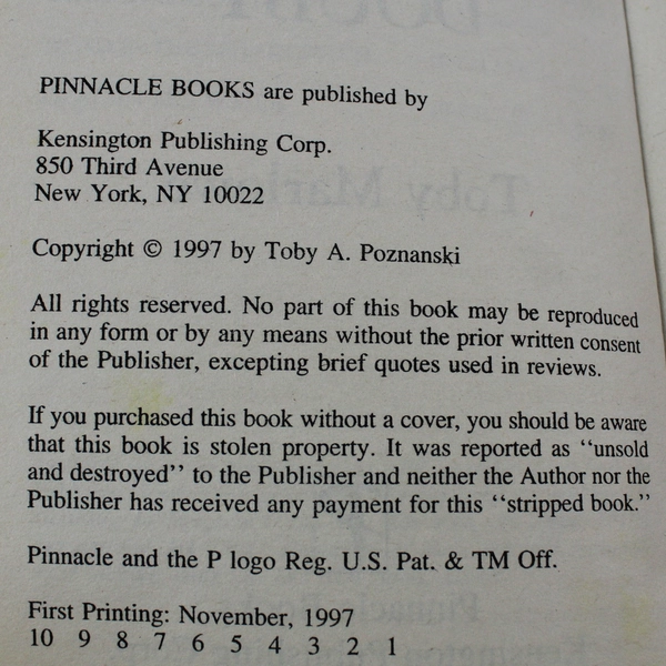 Beyond a Reasonable Doubt by Toby Marlowe 1997 Kensington Paperback