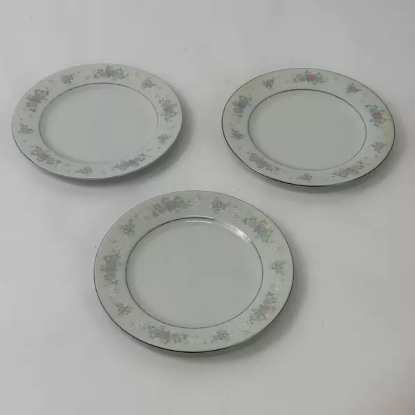 Set of 3 Prestige China Garden 7 Inch Bread Plates Fine China Dinnerware
