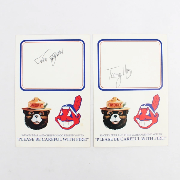Lot of 4 1980s Cleveland Indians Autograph Cards Tom Spencer Tommy Hinzo