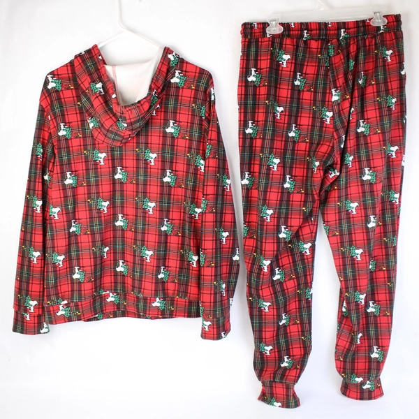 2 PC Set Peanuts Snoopy & Woodstock Christmas Pajamas Women's Size XL