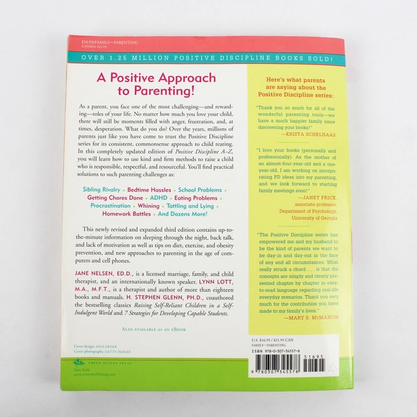 Positive Discipline A-Z by Nelsen, Lott, Glenn 2007 Paperback Three Rivers Press