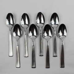 Lot of 8 Cuisinart Satin Balance Place Oval Spoons, 7 3/8" Stainless Flatware