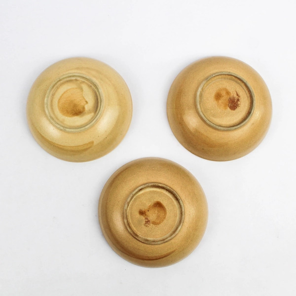 Set of 3 Hand-Painted Ceramic Sauce Bowls Etched Flower Design